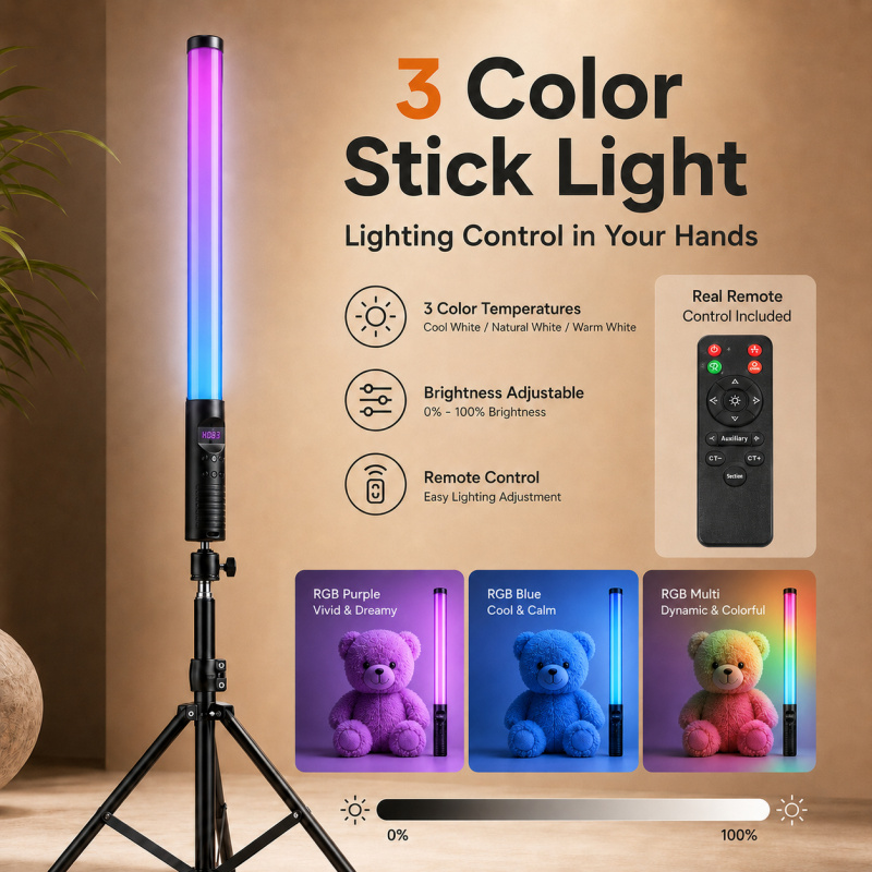 Przenośna lampa wideo RGB, prz – Photography Lighting Handheld recenzja i cena