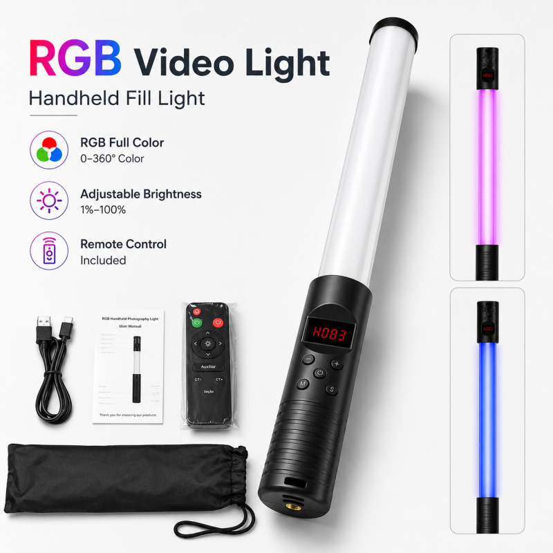 Przenośna lampa wideo RGB, prz – Photography Lighting Handheld recenzja i cena