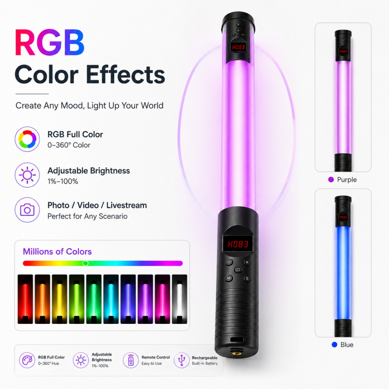 Przenośna lampa wideo RGB, prz – Photography Lighting Handheld recenzja i cena